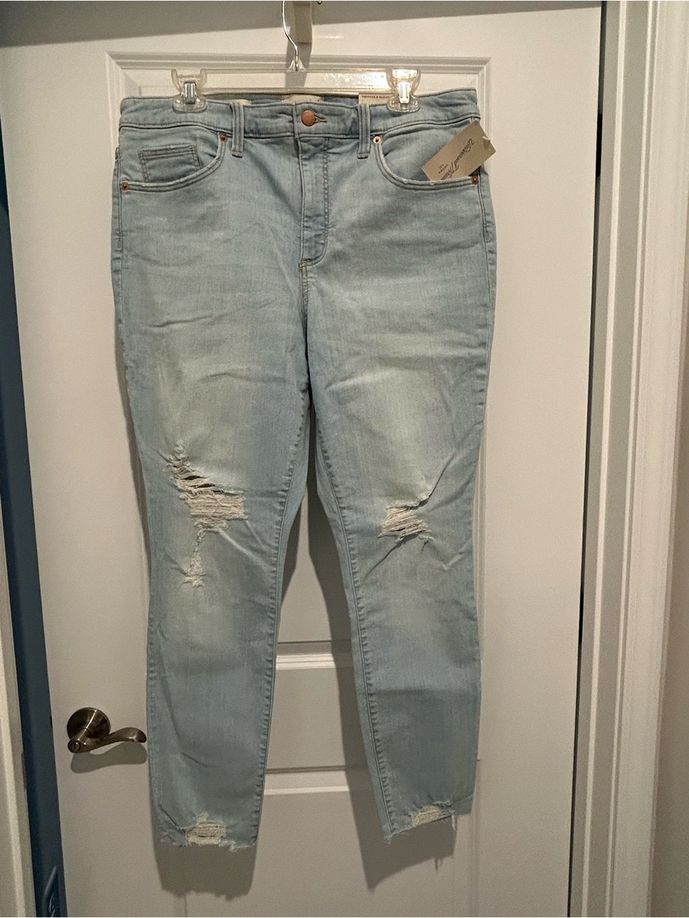 Light Blue High Rise Skinny Distressed Ankle Jeans by Universal Threads